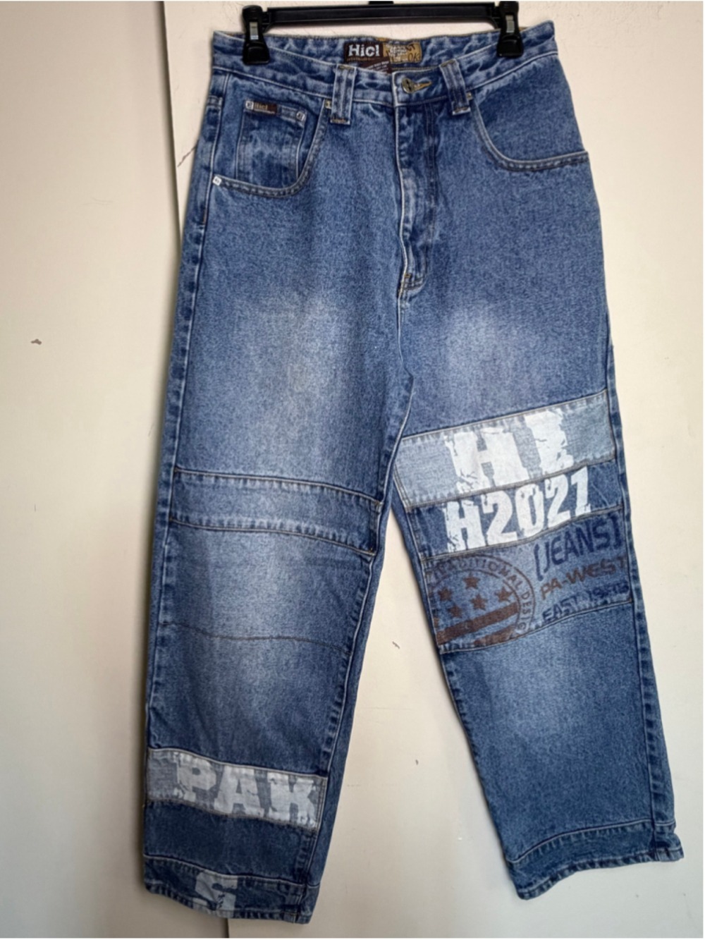 Vintage Hicl Hi Cutline Baggy Skater Jeans Graphic Patchwork Y2K Size 30 Unisex